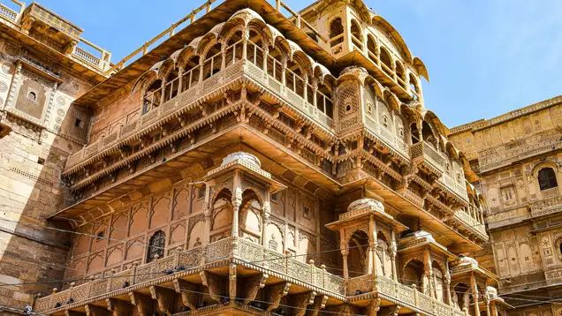 Carved sandstone haveli facade
